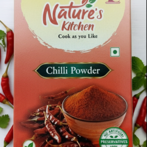 Nature's Kitchen Premium Teja Lal Mirch Powder- Hand-Picked & Stemless Red Chili Powder | No Added Colors or Fillers | High Pungency & Rich Natural Red Color