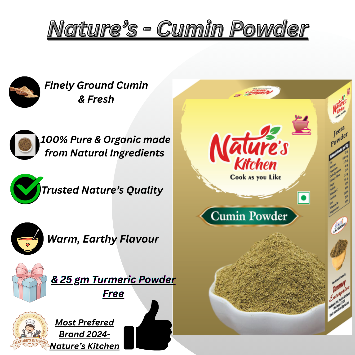 Nature's Kitchen Pure Cumin Powder– Earthy & Aromatic Jeera Powder Made of Bold Roasted Seeds | Cold-Ground to Retain Natural Oils | No Fillers, No Artificial Flavors | Hand-Picked & Sun-Dried - Image 10