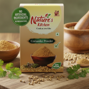 Nature's Kitchen Pure Coriander Powder– Aromatic & Flavorful Dhaniya Powder Made of Freshly Sourced Green Coriander Seeds | Cold-Ground to Retain Essential Oils | No Fillers, No Artificial Colors | Traditional Spice Mix